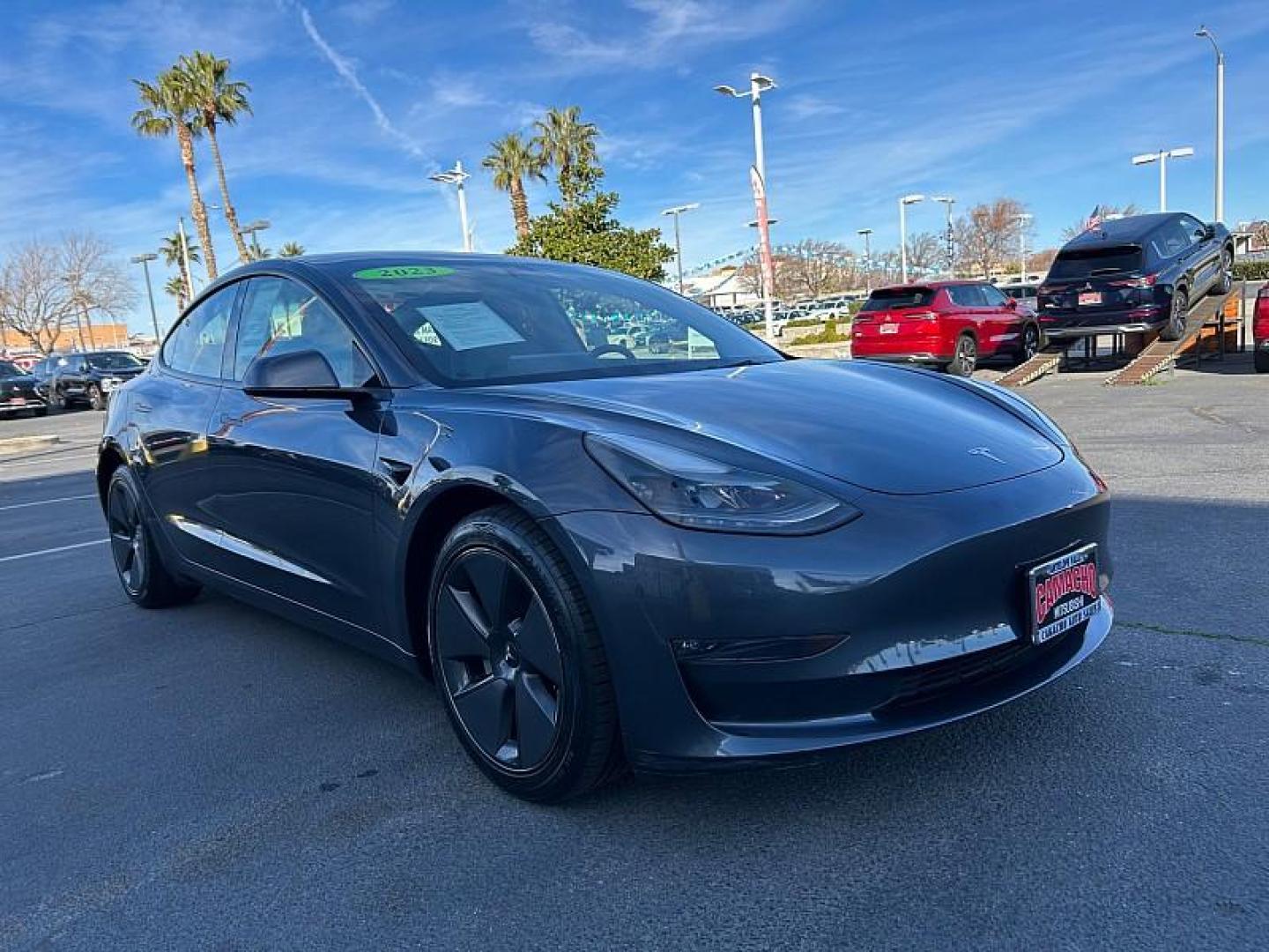 2023 GRAY Tesla Model 3 (5YJ3E1EB0PF) with an Dual AC Electric Motors engine, Single-Speed Fixed Gear transmission, located at 412 Auto Vista Drive, Palmdale, 93551, (661) 945-0620, 34.592636, -118.136681 - Photo#0