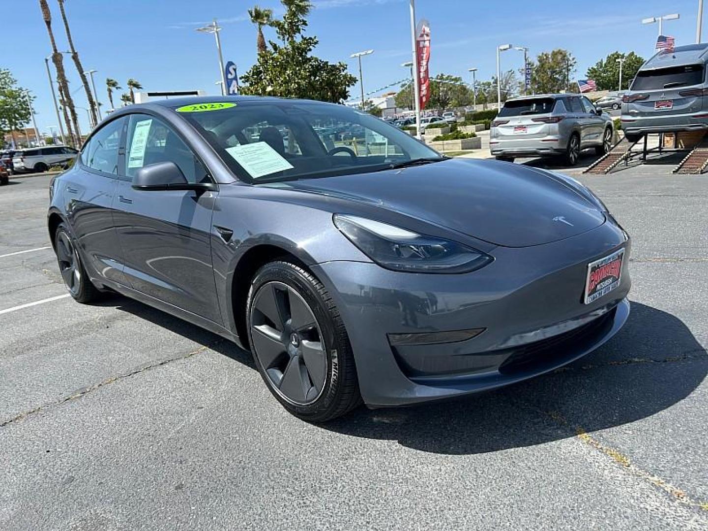 2023 GRAY Tesla Model 3 (5YJ3E1EA2PF) with an AC Electric Motor engine, Single-Speed Fixed Gear transmission, located at 412 Auto Vista Drive, Palmdale, 93551, (661) 945-0620, 34.592636, -118.136681- Photo#0