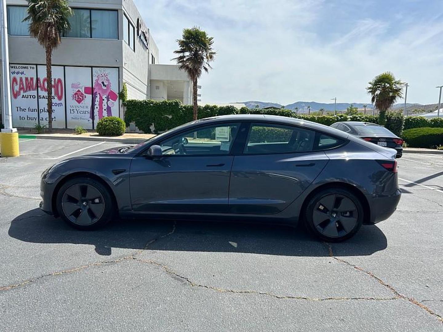2023 GRAY Tesla Model 3 (5YJ3E1EA2PF) with an AC Electric Motor engine, Single-Speed Fixed Gear transmission, located at 412 Auto Vista Drive, Palmdale, 93551, (661) 945-0620, 34.592636, -118.136681- Photo#7
