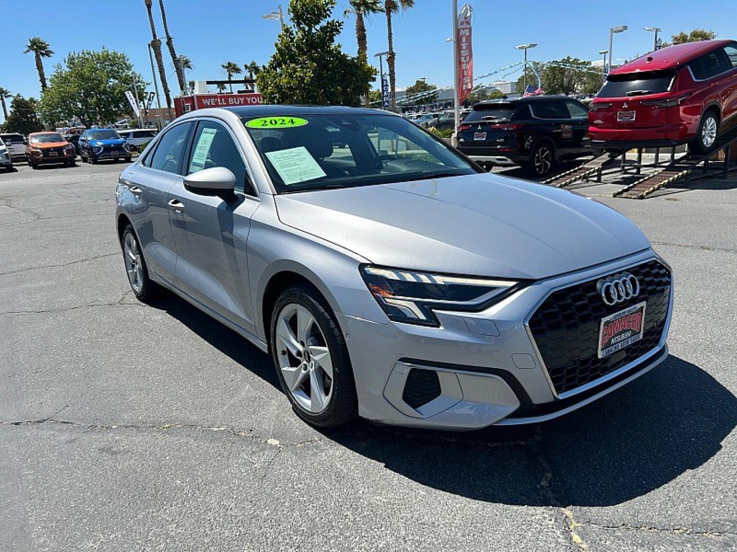 2024 WHITE Audi A3 (WAUAUDGY0RA) with an 4-Cyl Turbo 2.0L Hybrid engine, Automatic 7-Spd transmission, located at 412 Auto Vista Drive, Palmdale, 93551, (661) 945-0620, 34.592636, -118.136681- Photo#0