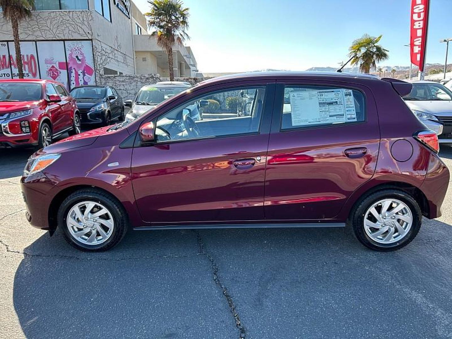 2024 WINE RED MITSUBISHI MIRAGE (ML32AUHJXRH) , located at 412 Auto Vista Drive, Palmdale, 93551, (661) 945-0620, 34.592636, -118.136681 - Photo#3