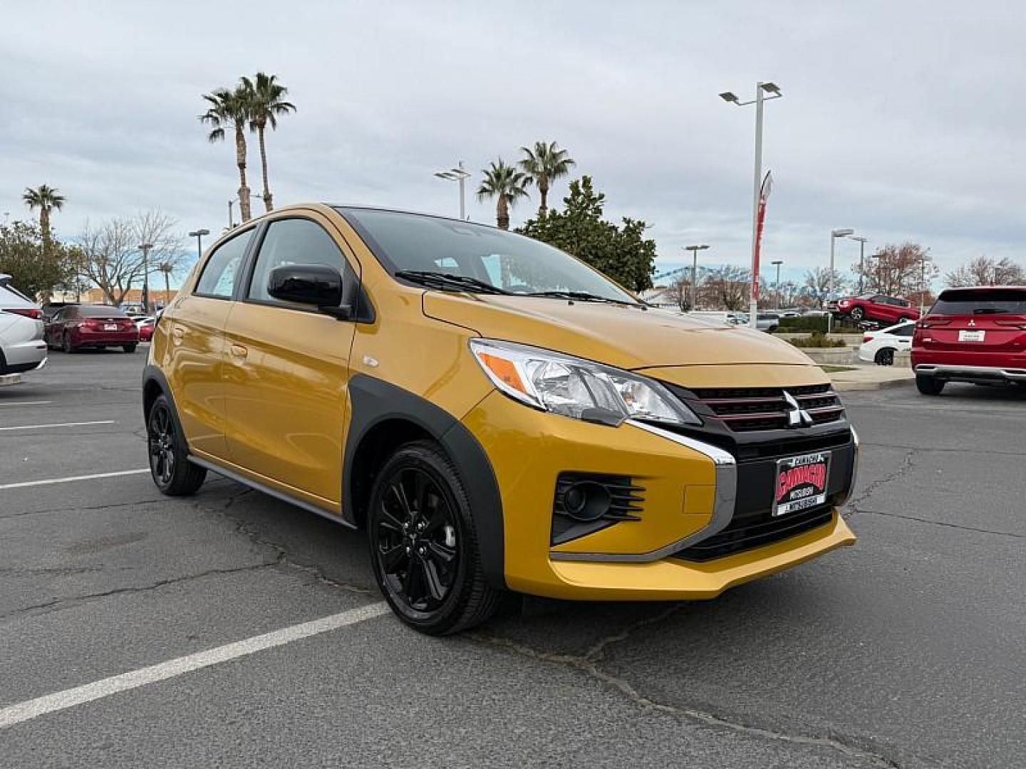 2024 YELLOW Mitsubishi Mirage (ML32AWHJ6RH) with an 3-Cyl 1.2 Liter engine, Automatic CVT transmission, located at 412 Auto Vista Drive, Palmdale, 93551, (661) 945-0620, 34.592636, -118.136681 - Photo#0