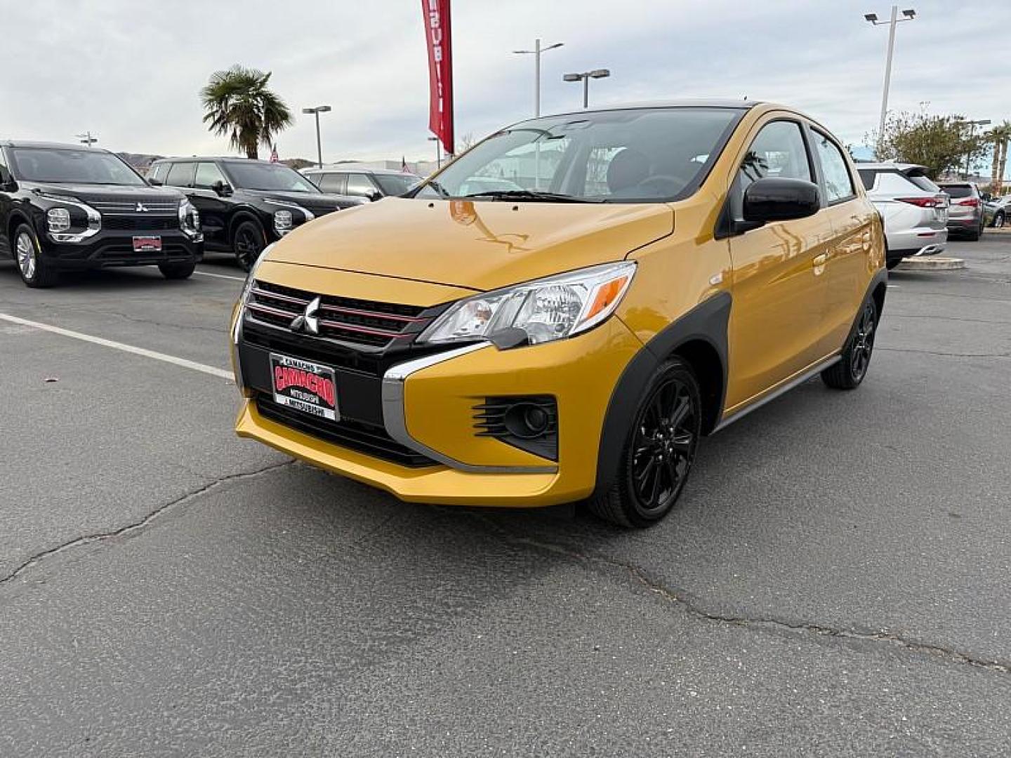 2024 YELLOW Mitsubishi Mirage (ML32AWHJ6RH) with an 3-Cyl 1.2 Liter engine, Automatic CVT transmission, located at 412 Auto Vista Drive, Palmdale, 93551, (661) 945-0620, 34.592636, -118.136681 - Photo#2
