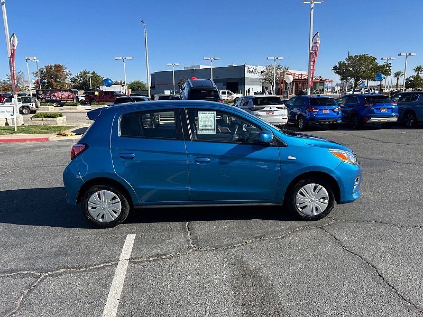 2024 Blue Mitsubishi Mirage (ML32AUHJ3RH) with an 3-Cyl 1.2 Liter engine, Automatic CVT transmission, located at 412 Auto Vista Drive, Palmdale, 93551, (661) 945-0620, 34.592636, -118.136681- Photo#5