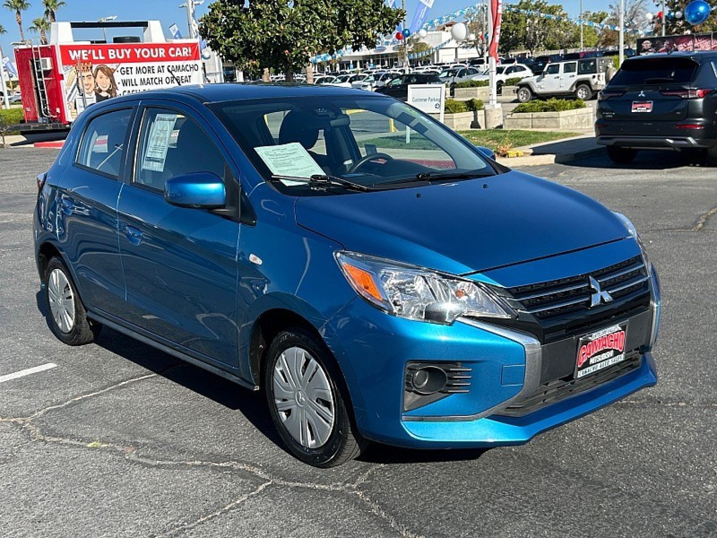 2024 Blue Mitsubishi Mirage (ML32AUHJ3RH) with an 3-Cyl 1.2 Liter engine, Automatic CVT transmission, located at 412 Auto Vista Drive, Palmdale, 93551, (661) 945-0620, 34.592636, -118.136681- Photo#0