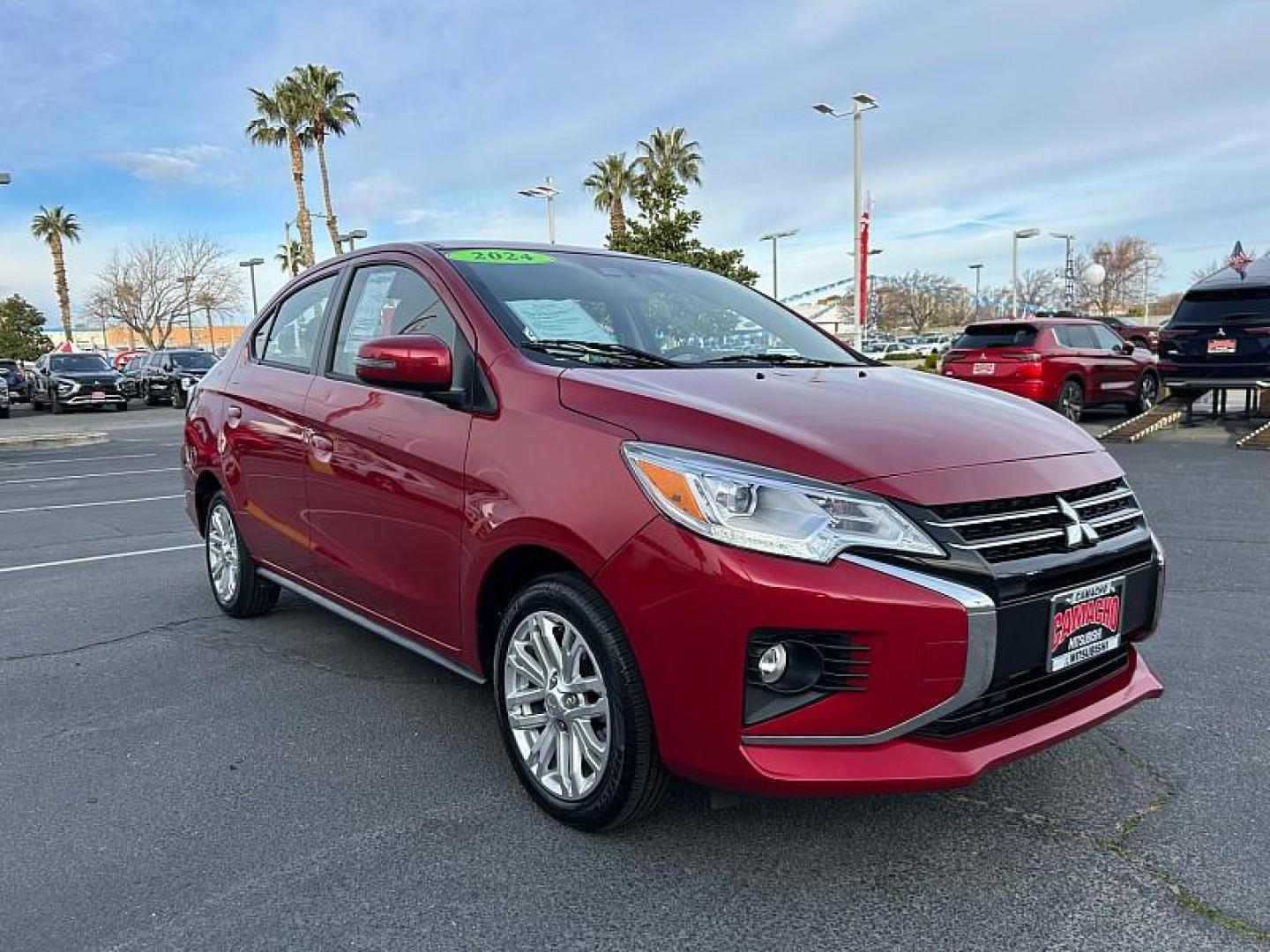 2024 RED Mitsubishi Mirage G4 (ML32FVFJ0RH) with an 3-Cyl 1.2 Liter engine, Automatic CVT transmission, located at 412 Auto Vista Drive, Palmdale, 93551, (661) 945-0620, 34.592636, -118.136681- Photo#0