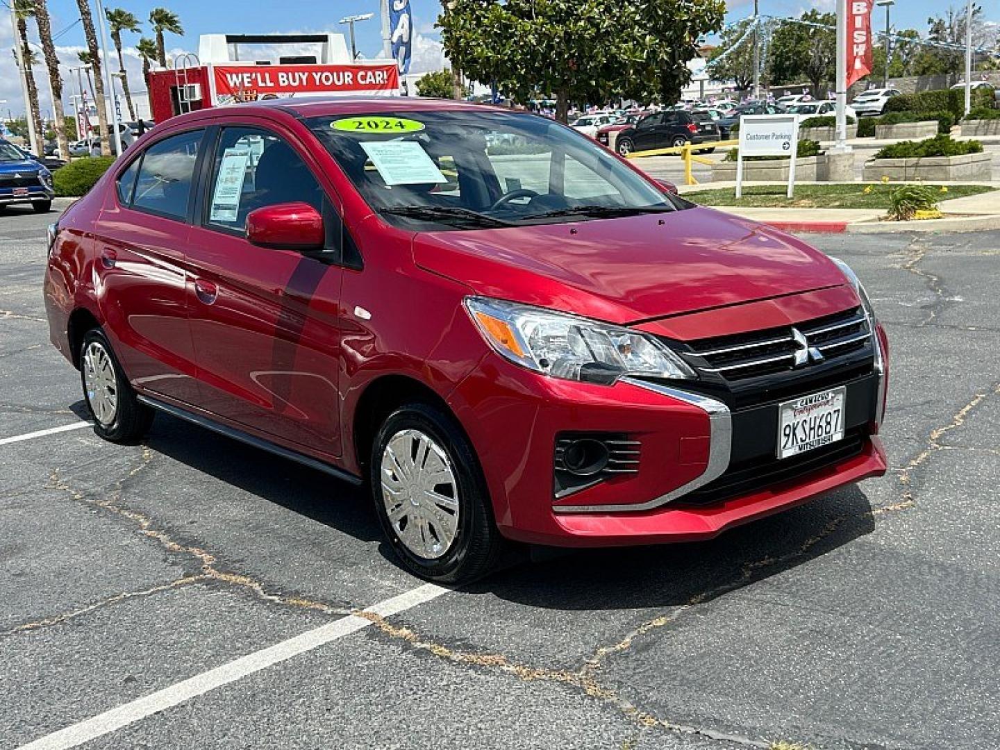 2024 BURGUNDY Mitsubishi Mirage G4 (ML32FUFJ7RH) with an 3-Cyl 1.2 Liter engine, Automatic CVT transmission, located at 412 Auto Vista Drive, Palmdale, 93551, (661) 945-0620, 34.592636, -118.136681 - Photo#0