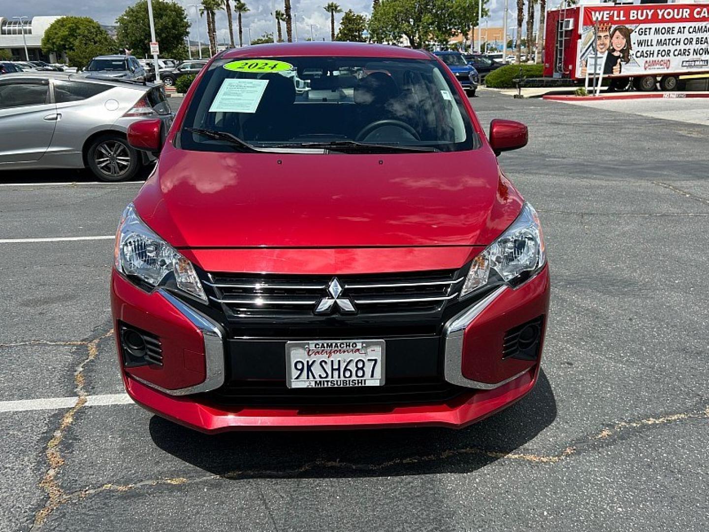 2024 BURGUNDY Mitsubishi Mirage G4 (ML32FUFJ7RH) with an 3-Cyl 1.2 Liter engine, Automatic CVT transmission, located at 412 Auto Vista Drive, Palmdale, 93551, (661) 945-0620, 34.592636, -118.136681 - Photo#1