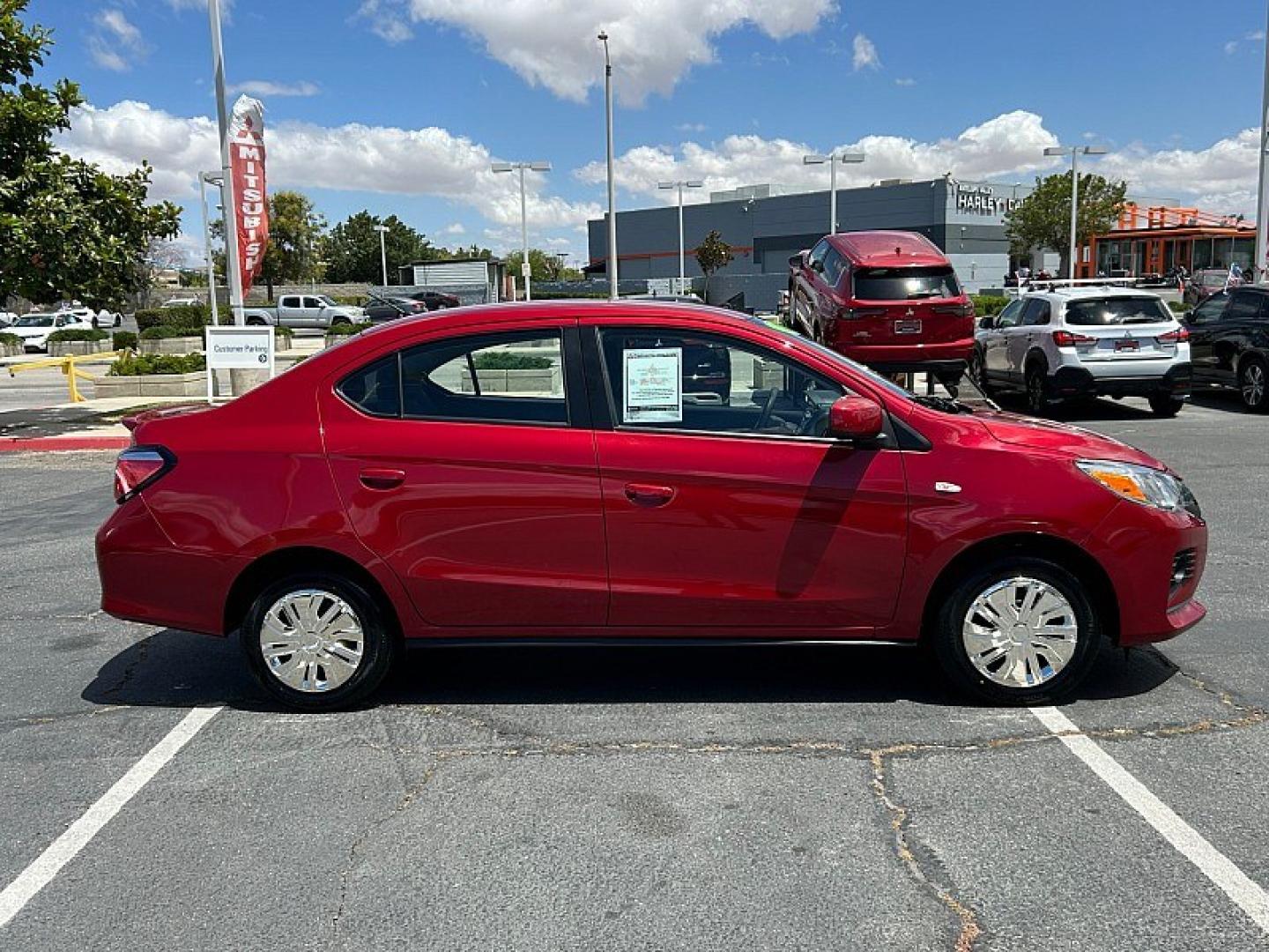 2024 BURGUNDY Mitsubishi Mirage G4 (ML32FUFJ7RH) with an 3-Cyl 1.2 Liter engine, Automatic CVT transmission, located at 412 Auto Vista Drive, Palmdale, 93551, (661) 945-0620, 34.592636, -118.136681 - Photo#3