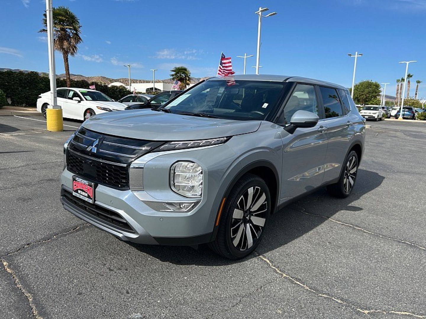 2026 Gray Mitsubishi Outlander (JA4J3VAB4TZ) with an 4-Cyl Turbo Hybrid 1.5 Liter engine, Automatic CVT transmission, located at 412 Auto Vista Drive, Palmdale, 93551, (661) 945-0620, 34.592636, -118.136681- Photo#2