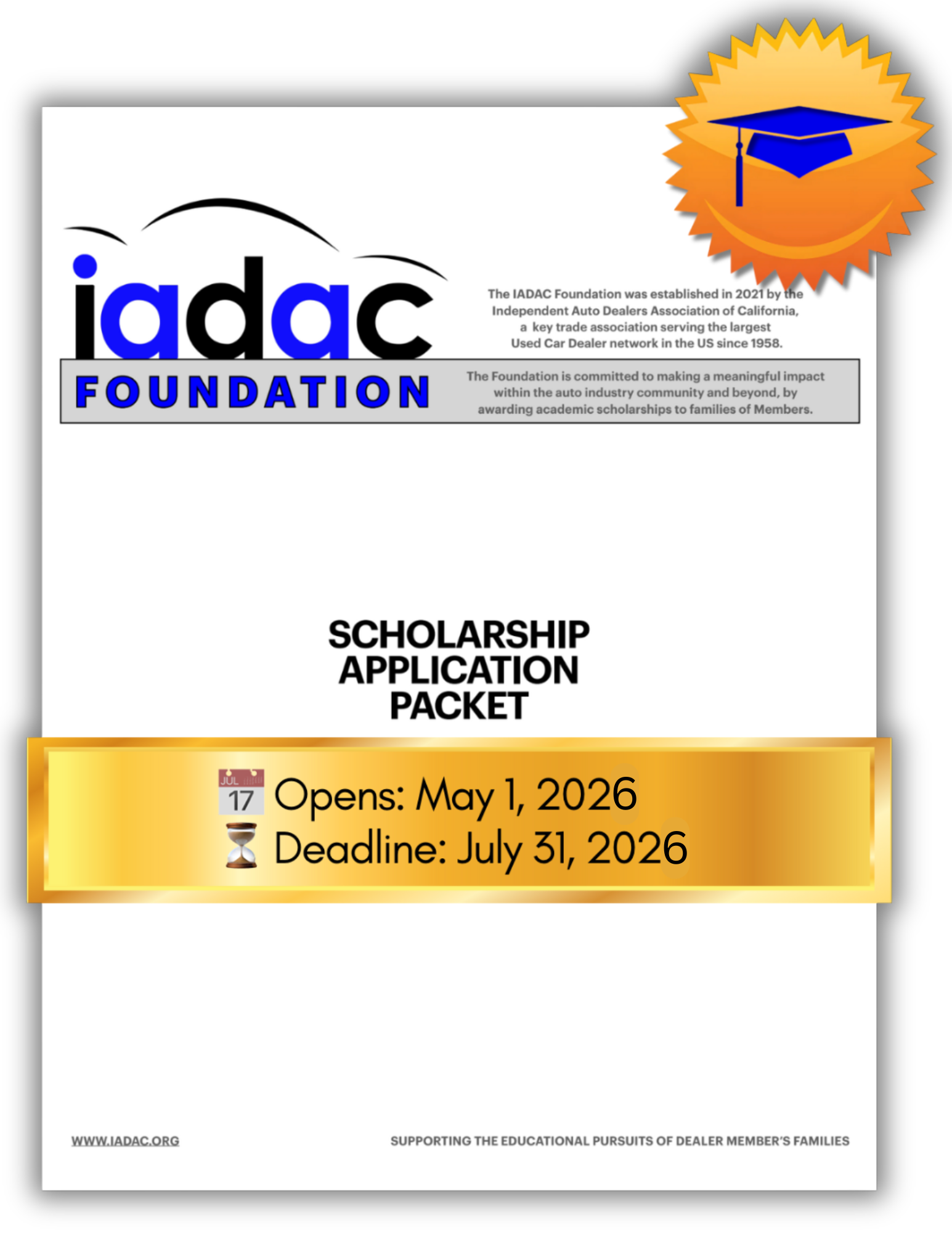 IADAC 2026 Scholarship Application Packet